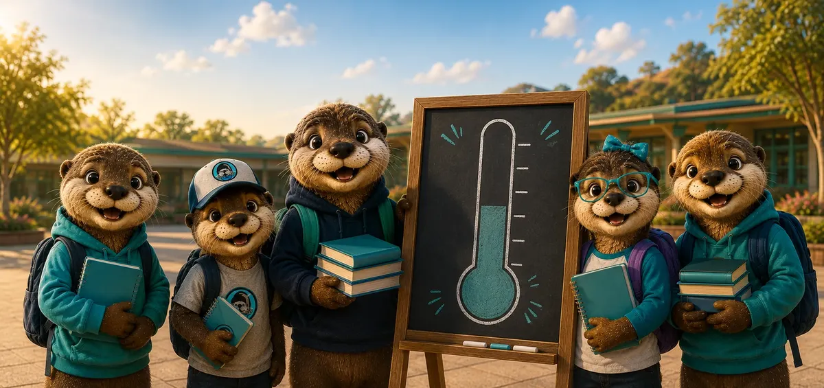 A group of otters with a thermometer image
